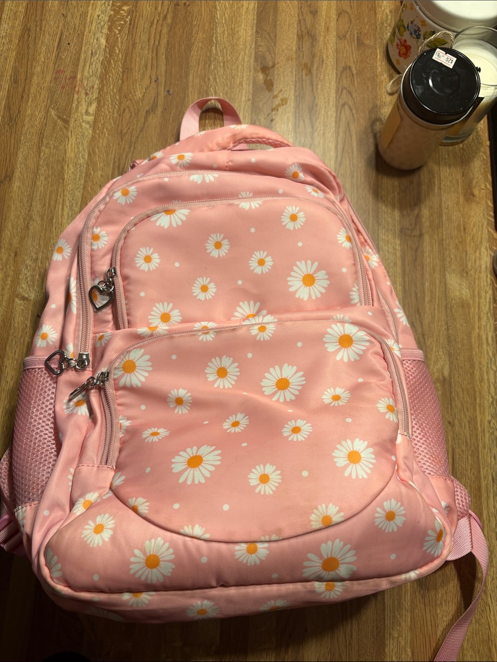 Pink Daisy Print Backpack